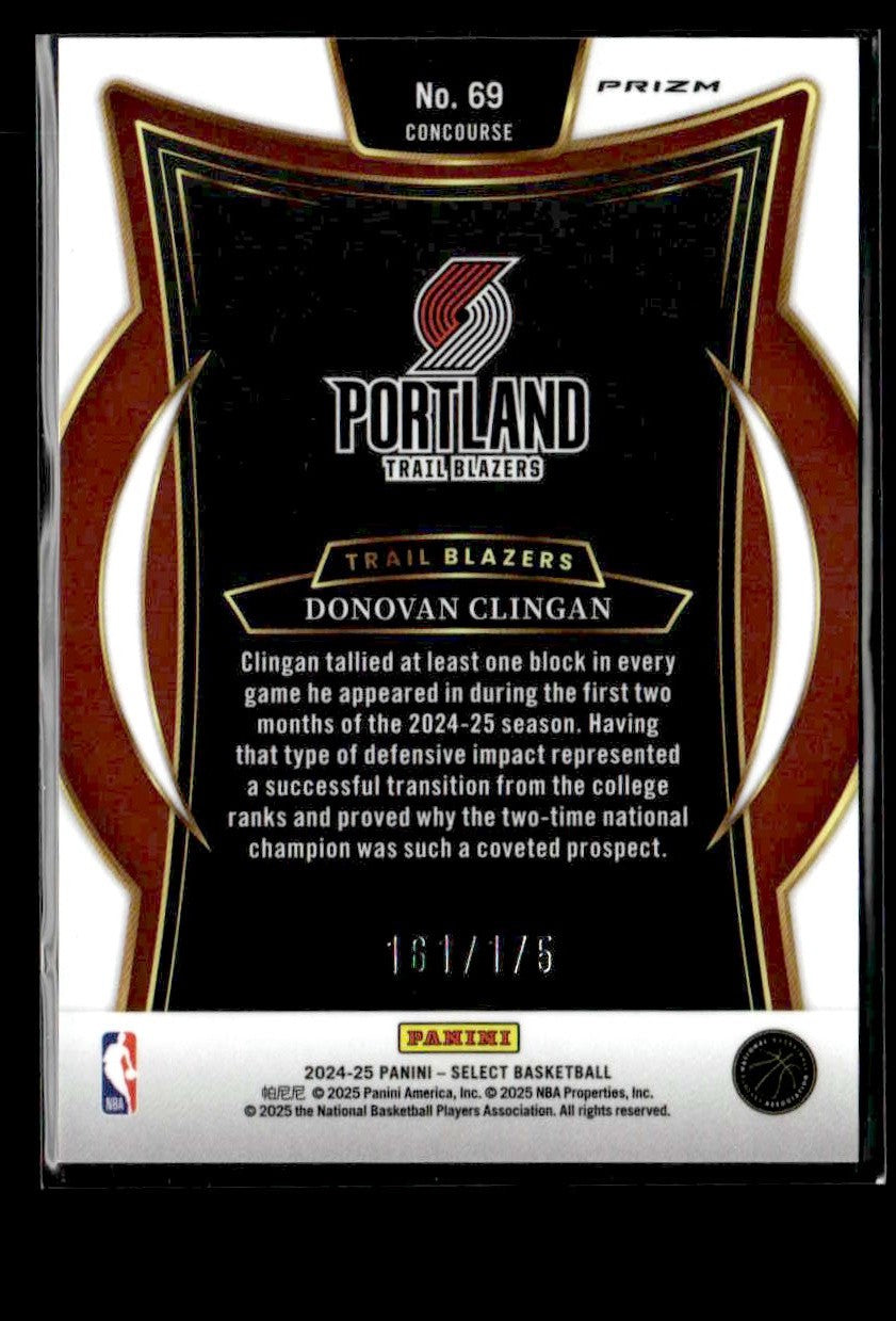 2024-25 Panini Select #69 Donovan Clingan Maroon Prizm #/175