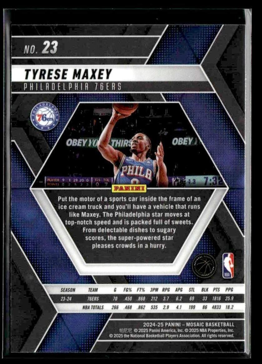 2024-25 Panini Mosaic #23 Tyrese Maxey