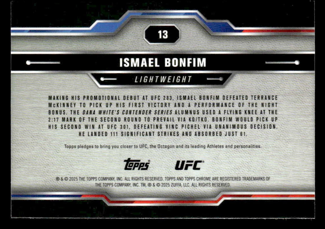 2025 Topps Chrome UFC #13 Ismael Bonfim Negative Refractor