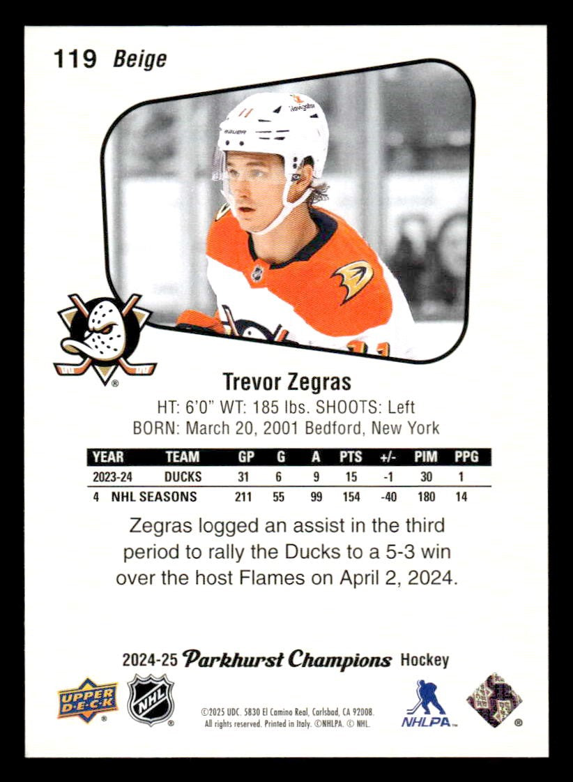2024-25 Parkhurst Champions #119 Trevor Zegras