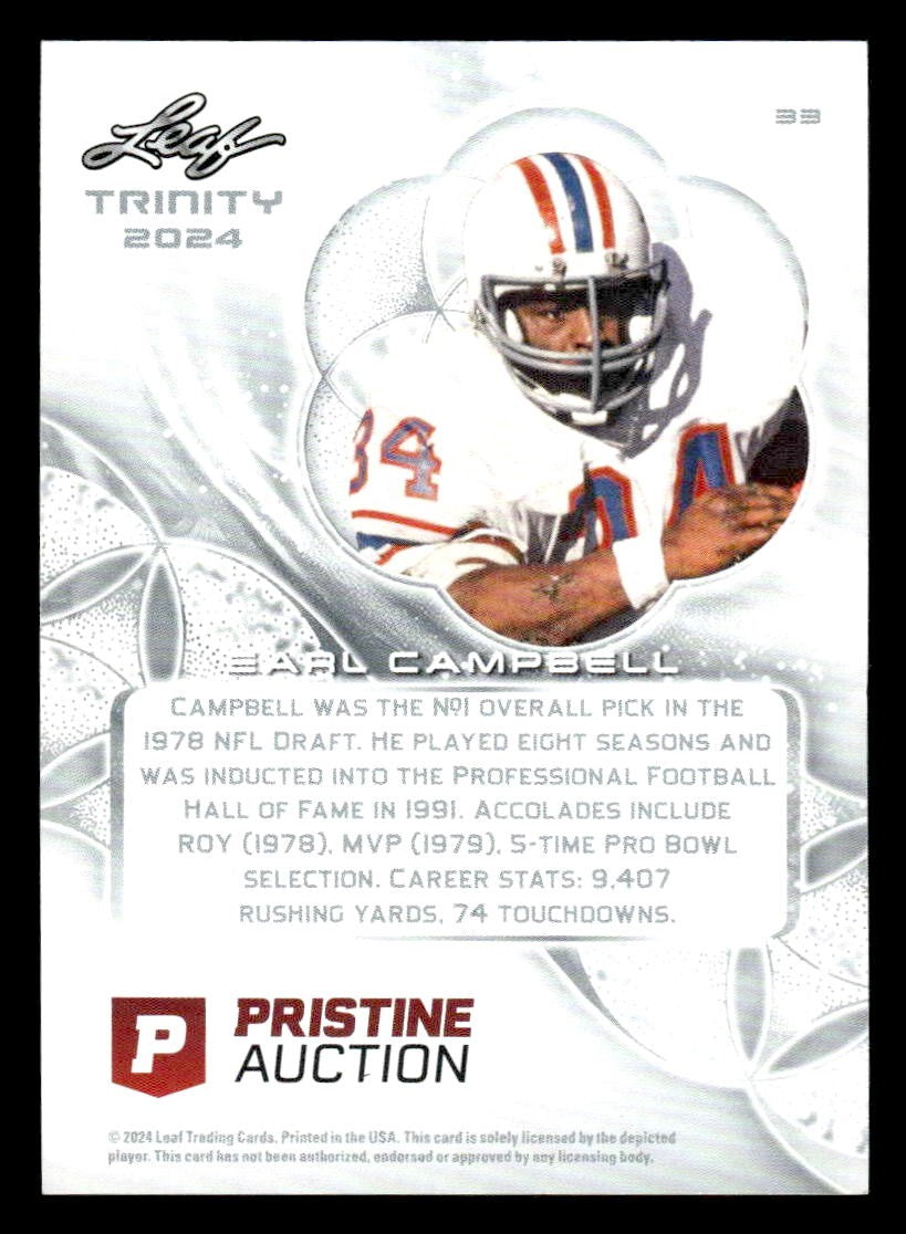 2024 Leaf Trinity - Pristine Auctions #33 Earl Campbell
