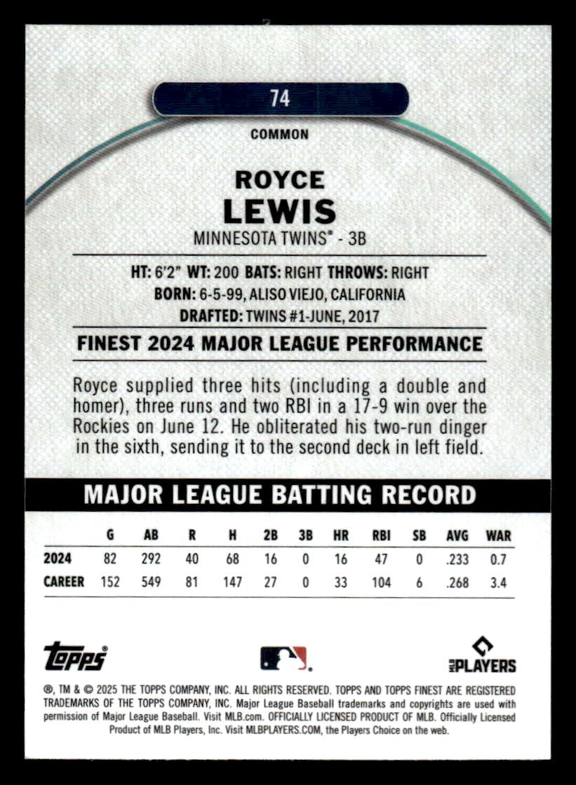 2025 Finest #74 Royce Lewis