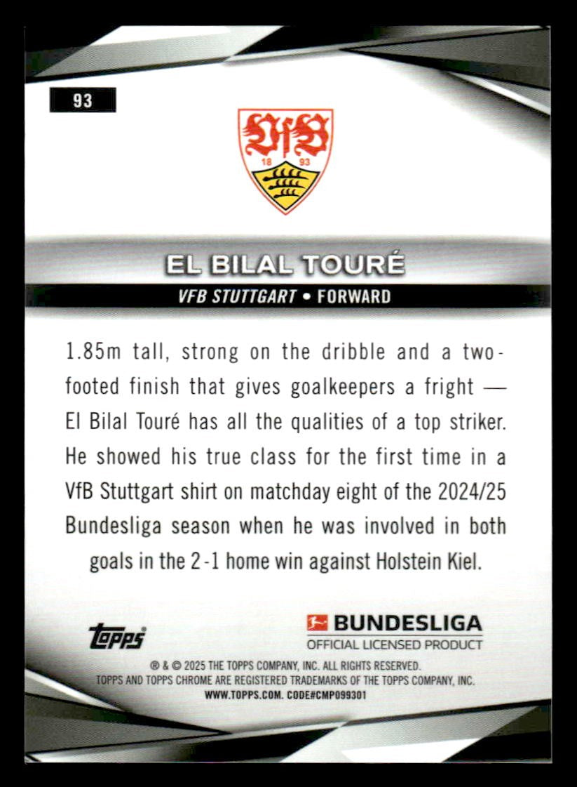 2025 Topps Chrome Bundesliga #93 El Bilal Toure Pulsar Refractor
