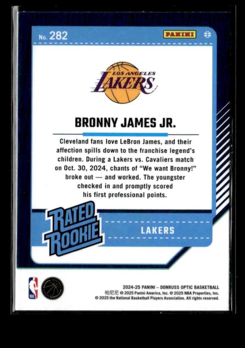 2024-25 Donruss Optic #282 Bronny James Jr.