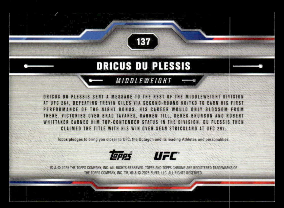2025 Topps Chrome UFC #137 Dricus Du Plessis