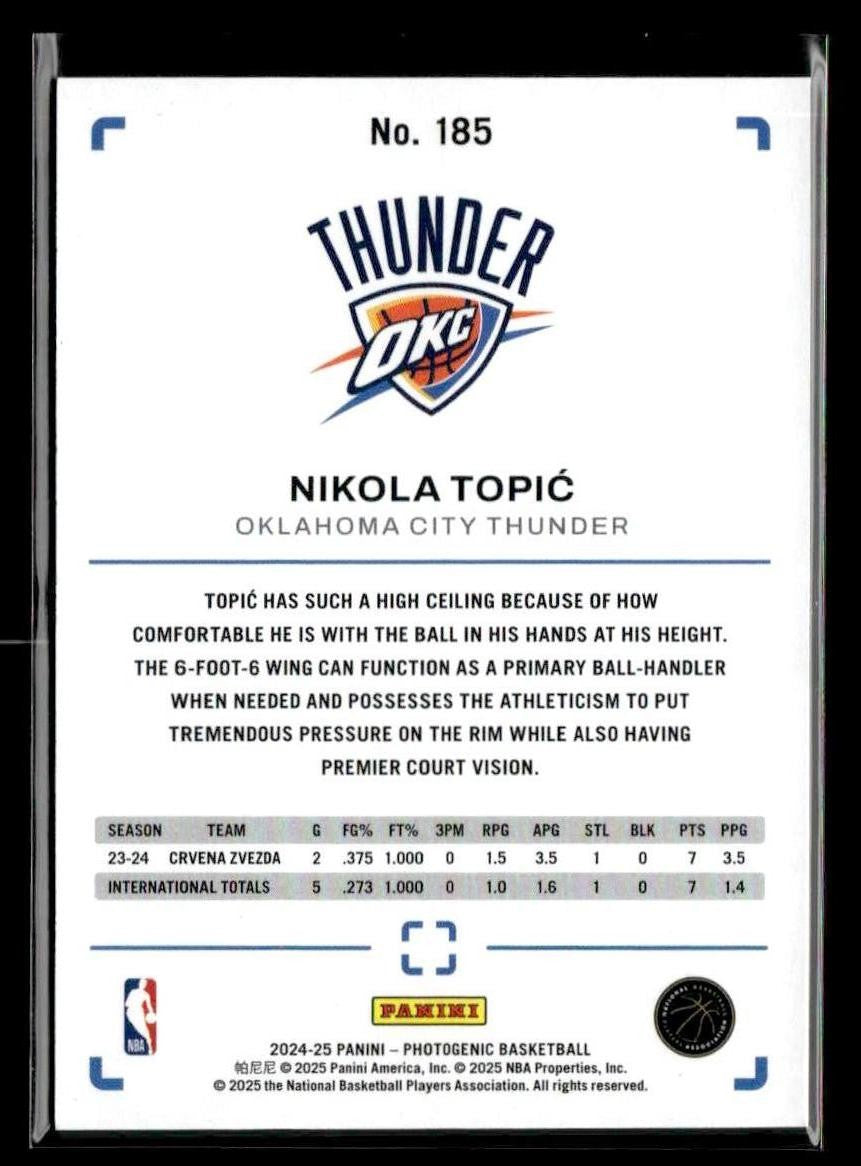 2024-25 Panini PhotoGenic #185 Nikola Topic