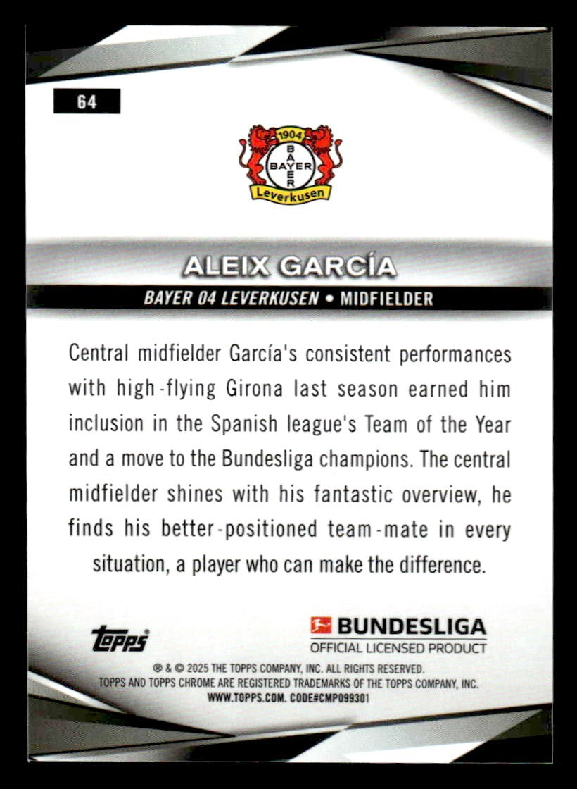 2025 Topps Chrome Bundesliga #64 Aleix Garcia