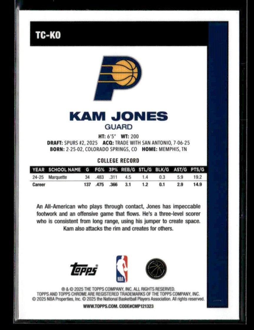 2025-26 Topps #TC-KO Kam Jones 1980-81 Topps Chrome Basketball