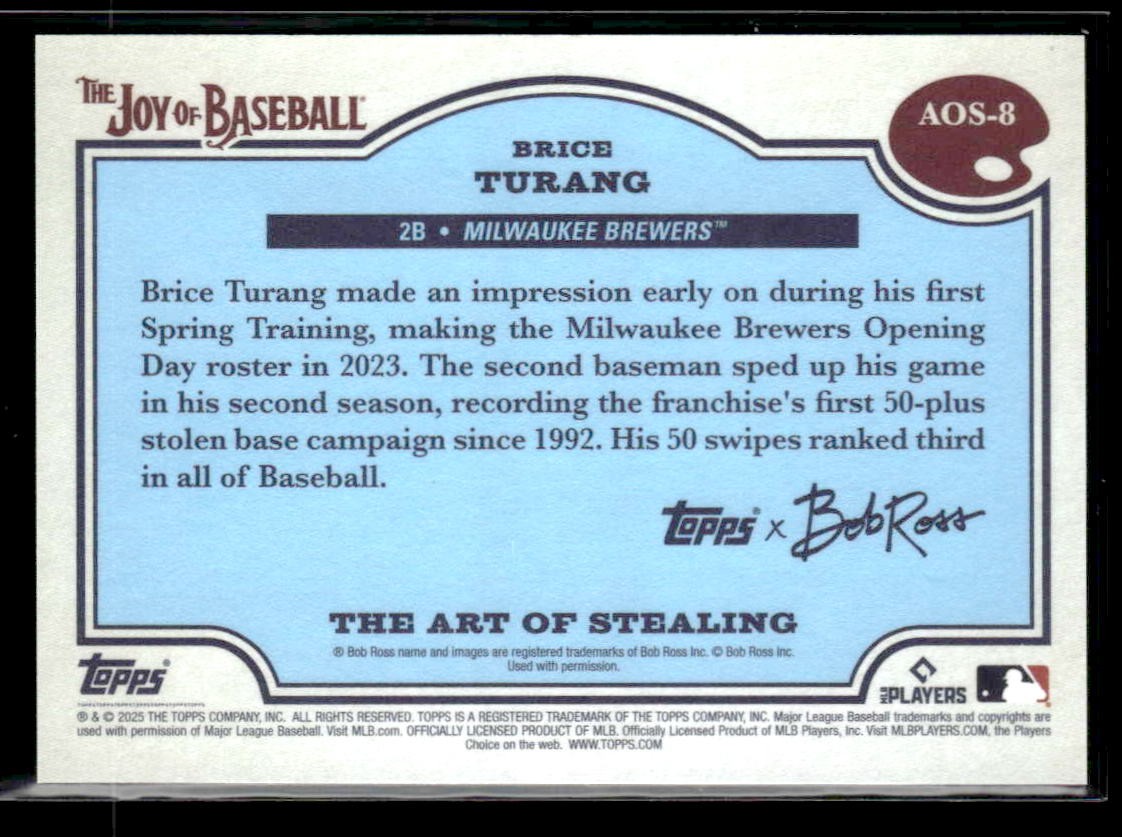 2025 Bob Ross: The Joy of Baseball #AOS-8 Brice Turang The Art of Stealing