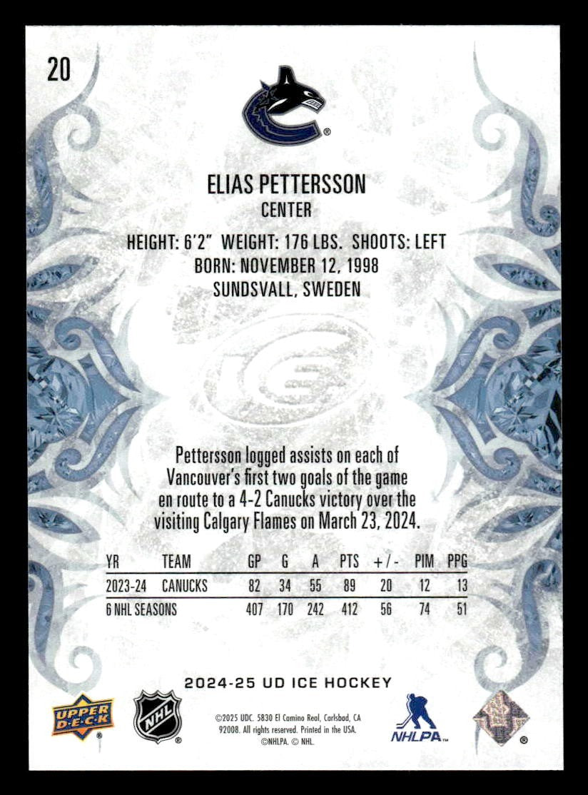2024-25 Upper Deck Ice #20 Elias Pettersson