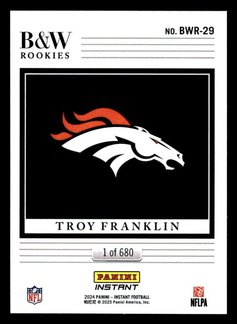 2024 Panini Instant NFL Black & White Rookies #BWR-29 Troy Franklin
