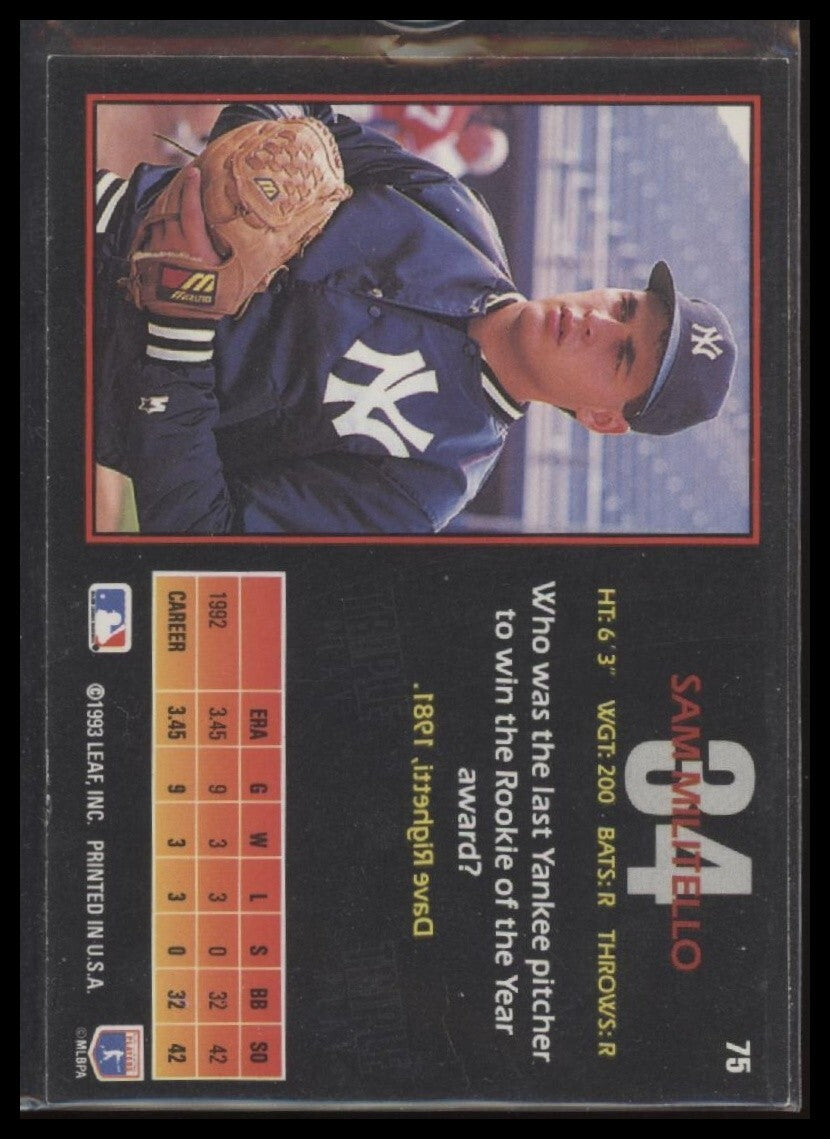 1993 Triple Play - #75 Sam Militello - Hand Signed w/ Cert of Authenticity