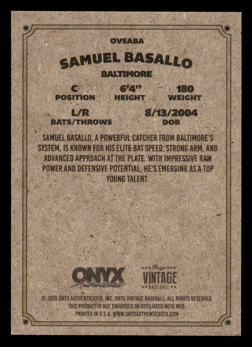 2025 Onyx Vintage #OVSABA Samuel Basallo