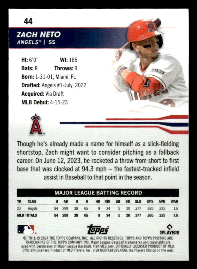 2024 Topps Pristine #44 Zach Neto