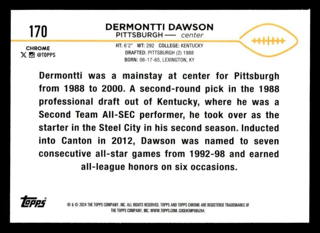2024 Topps Chrome Sapphire Edition #170 Dermontti Dawson