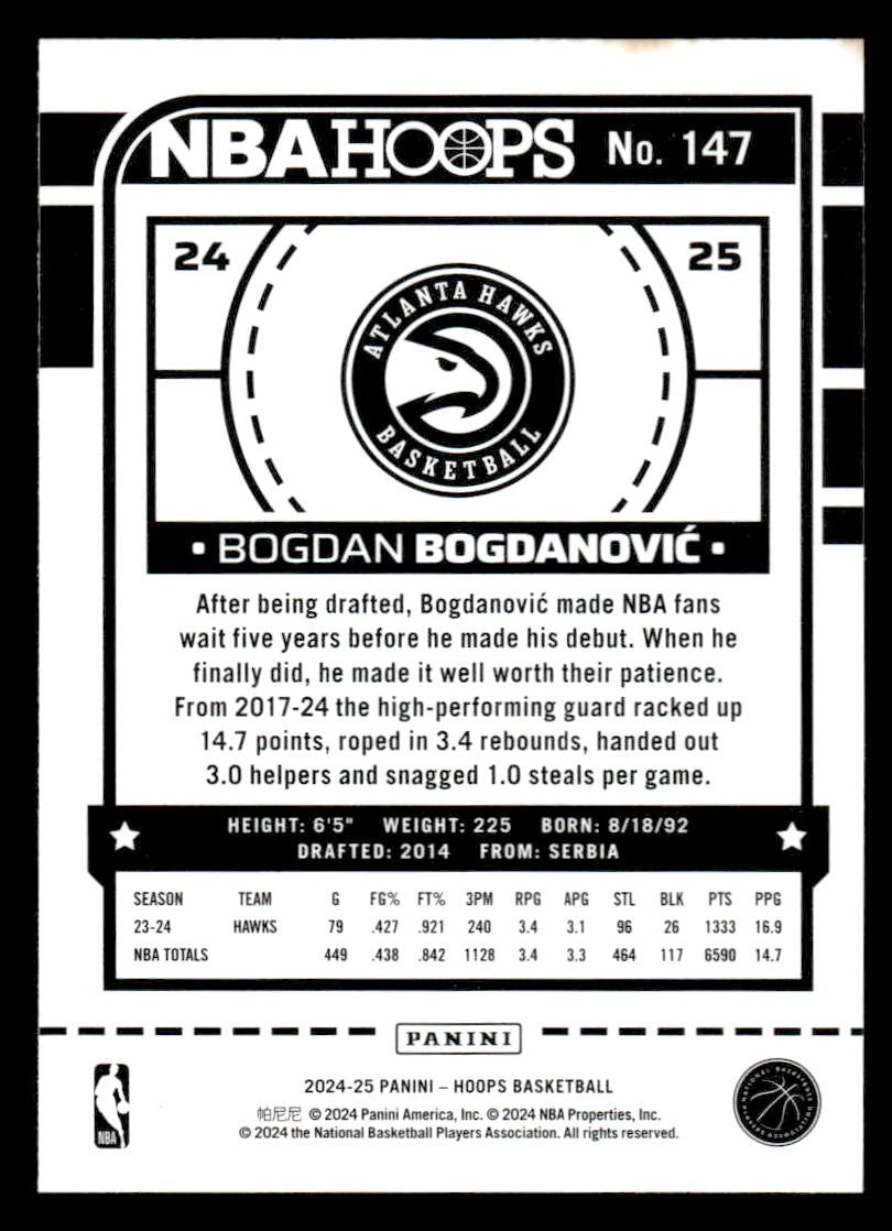 2024-25 Hoops #147 Bogdan Bogdanovic