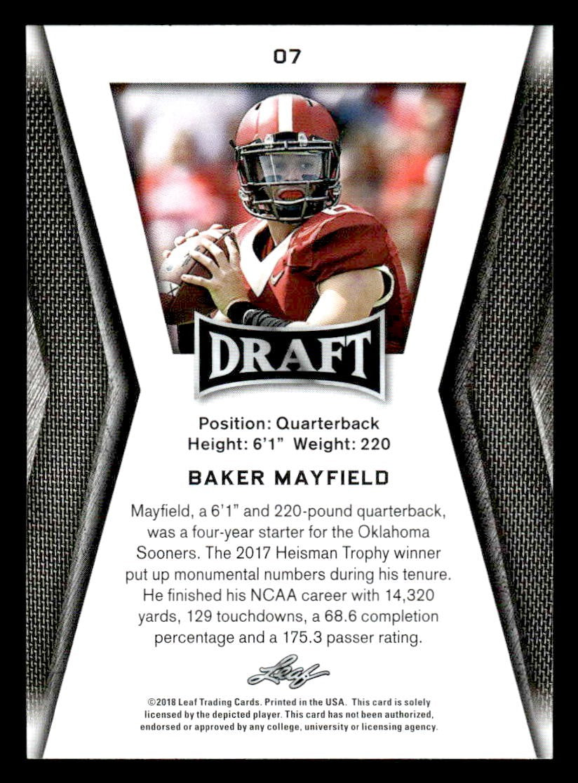 2018 Leaf Draft #07 Baker Mayfield