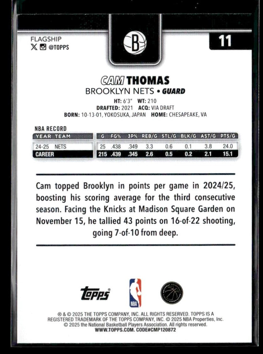 2025-26 Topps #11 Cam Thomas