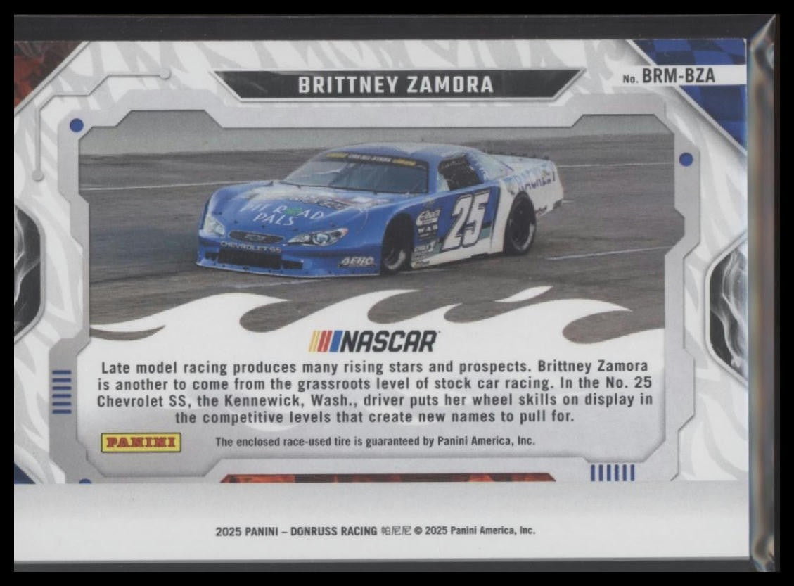2025 Donruss #BRM-BZA Brittney Zamora Burning Rubber Materials