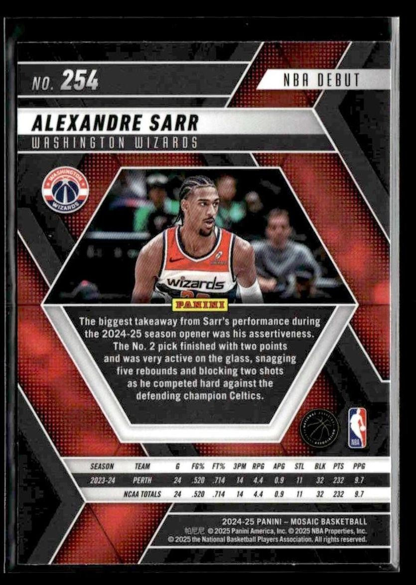 2024-25 Panini Mosaic #254 Alexandre Sarr