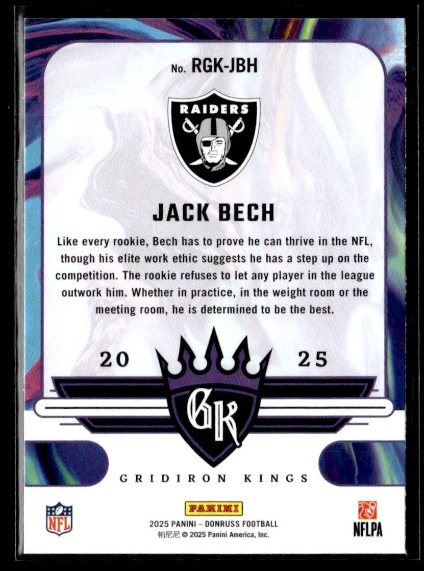 2025 Donruss #RGK-JBH Jack Bech Rookie Gridiron Kings
