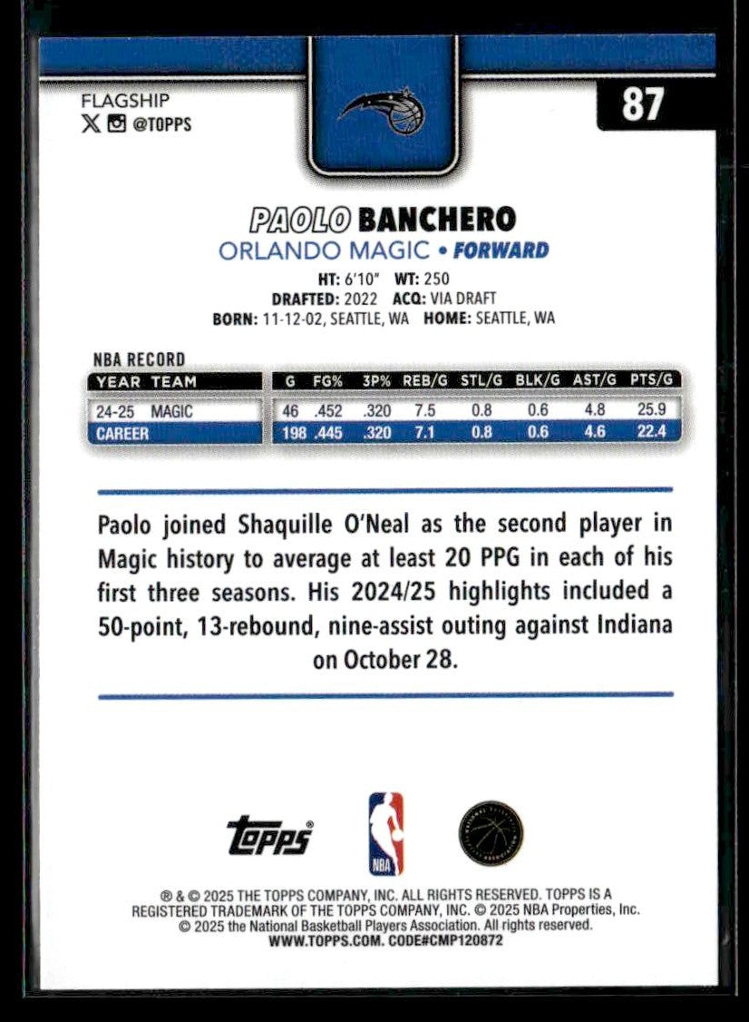 2025-26 Topps #87 Paolo Banchero