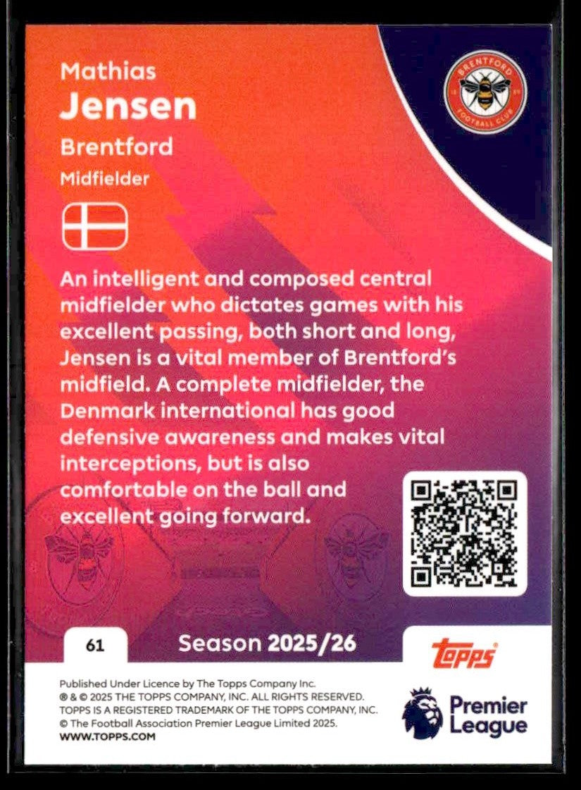 2025-26 Topps Premier League #61 Mathias Jensen