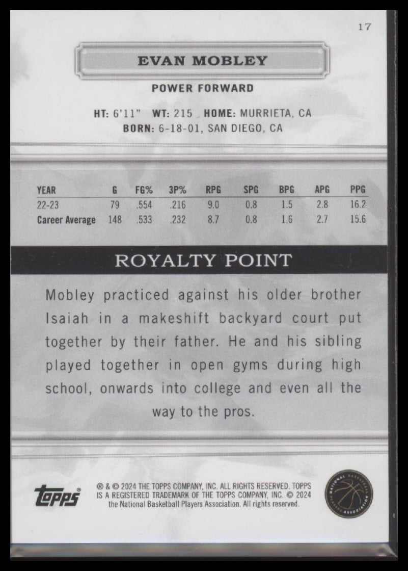 2023-24 Topps Royalty #17 Evan Mobley #/99