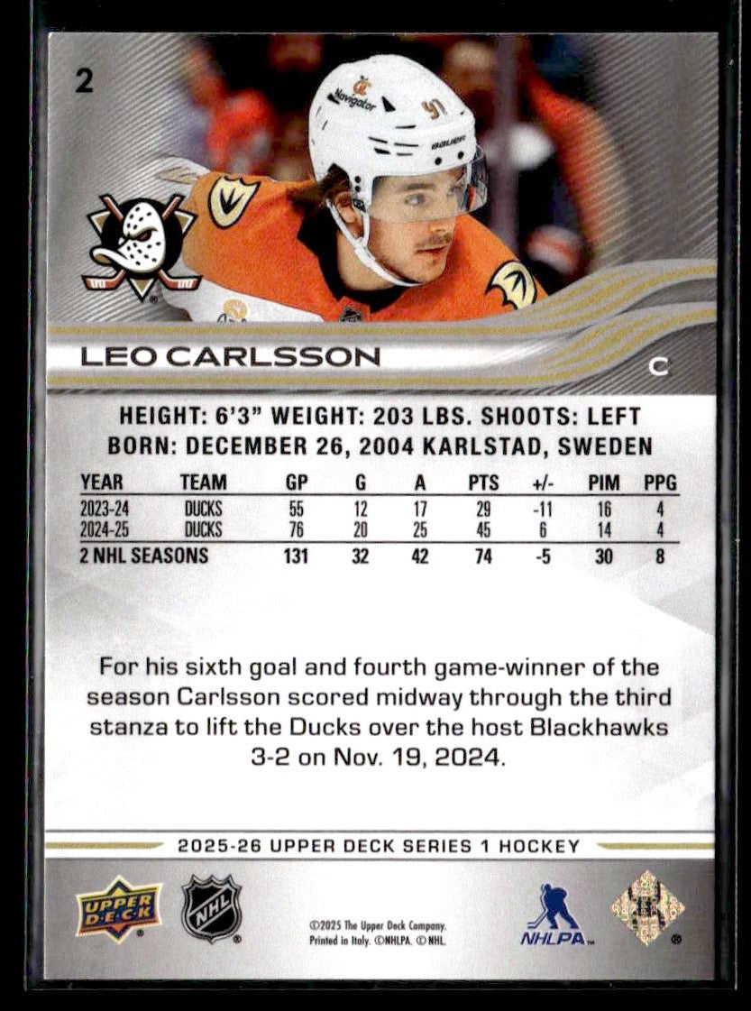 2025-26 Upper Deck #2 Leo Carlsson