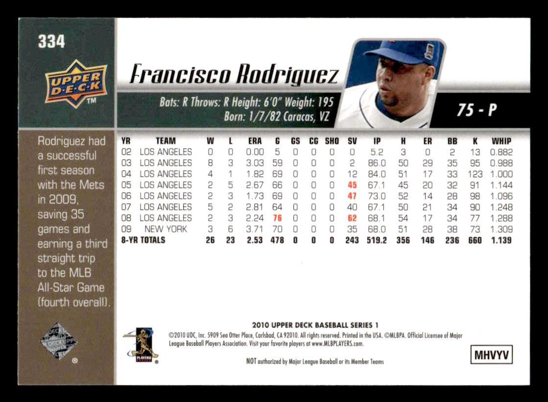 2010 Upper Deck #334 Francisco Rodriguez