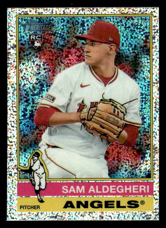 2025 Topps Heritage #322 Sam Aldegheri Chrome Silver Sparkle Refractor