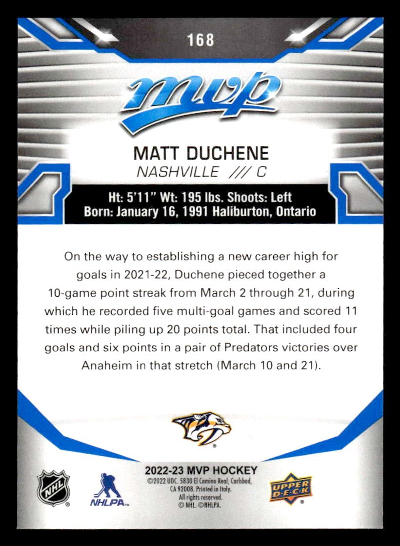 2022-23 Upper Deck MVP #168 Matt Duchene Blue Script