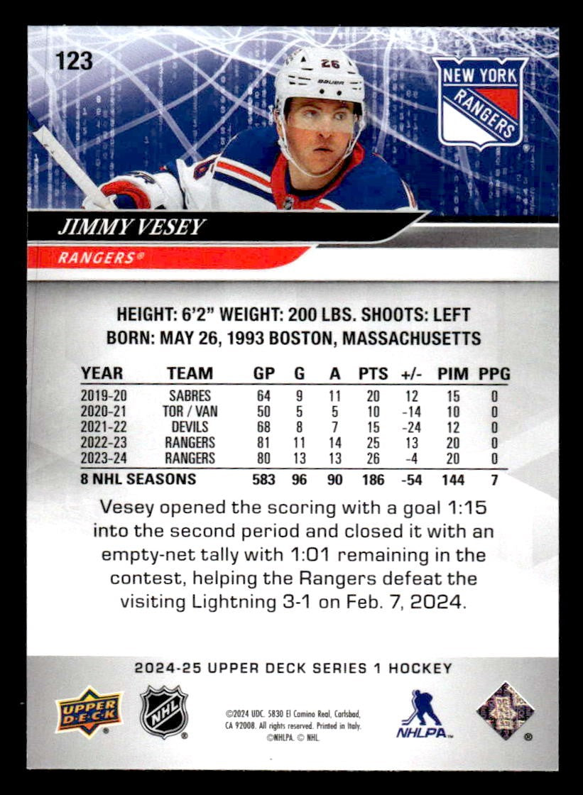 2024-25 Upper Deck #123 Jimmy Vesey