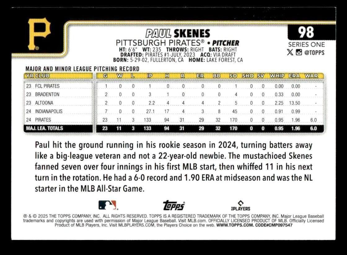 2025 Topps #98 Paul Skenes