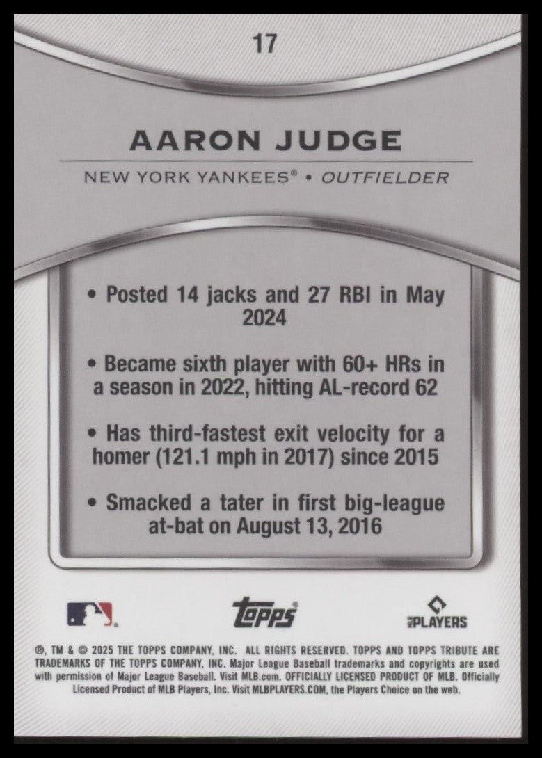 2025 Topps Tribute #17 Aaron Judge