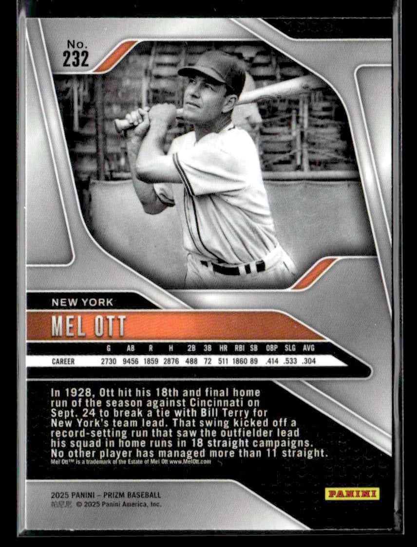 2025 Panini Prizm #232 Mel Ott