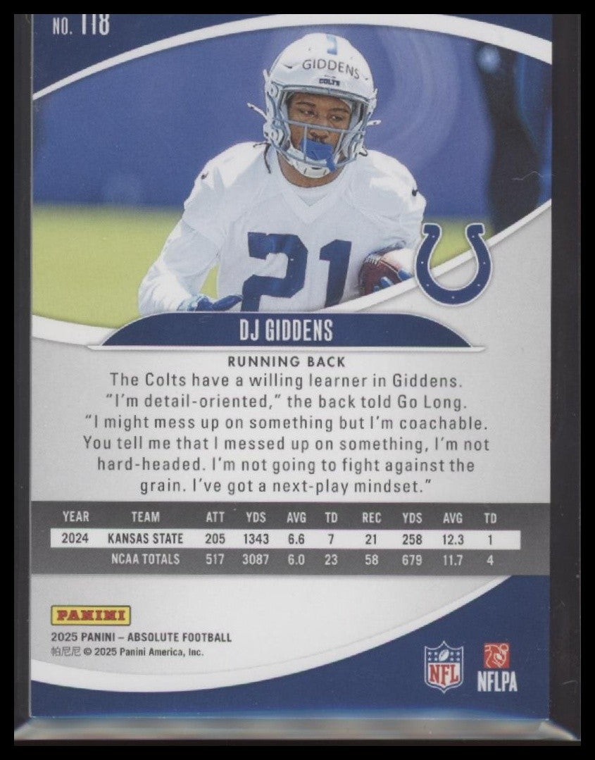 2025 Panini Absolute #118 DJ Giddens #/375