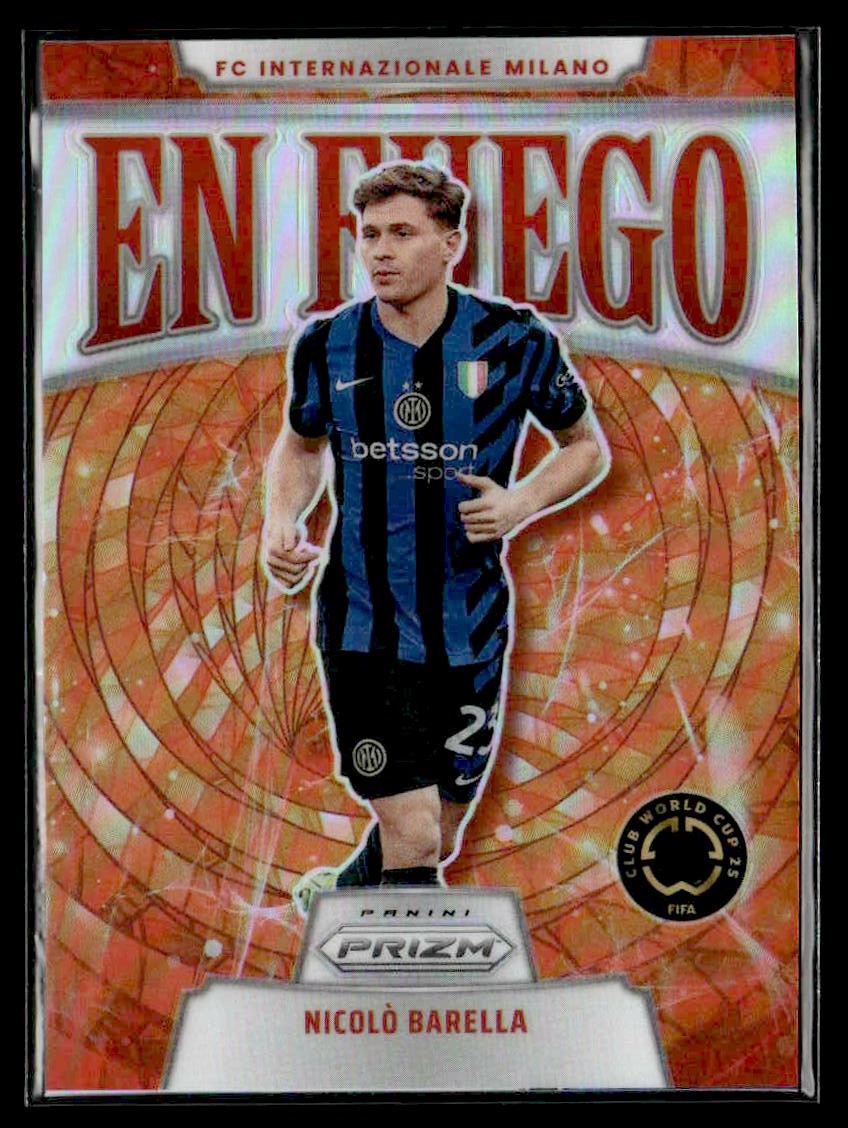 2025 Panini Prizm FIFA Club World Cup #11 Nicolo Barella En Fuego Silver