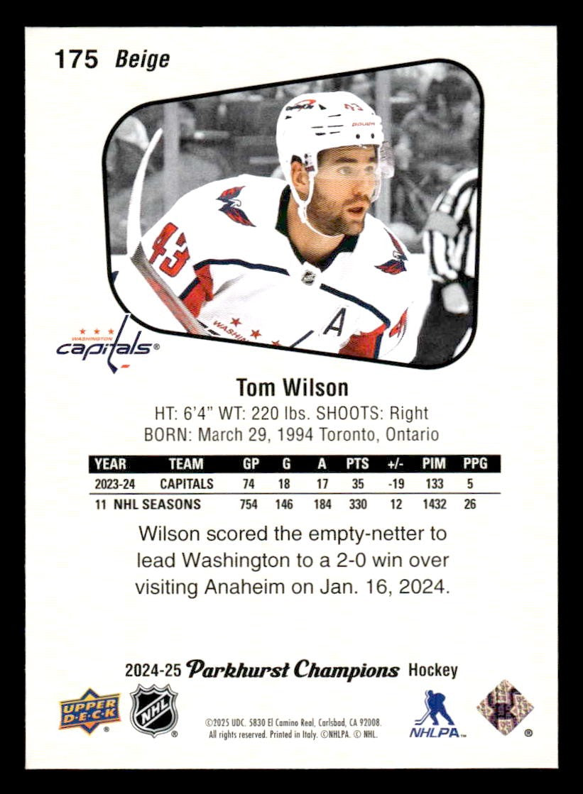 2024-25 Parkhurst Champions #175 Tom Wilson