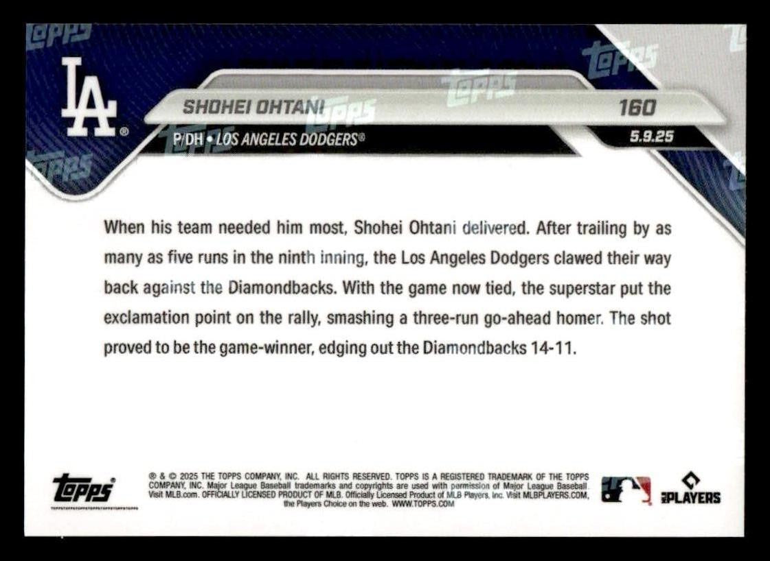 2025 Topps Now #160 Shohei Ohtani Home Run Flips the Script
