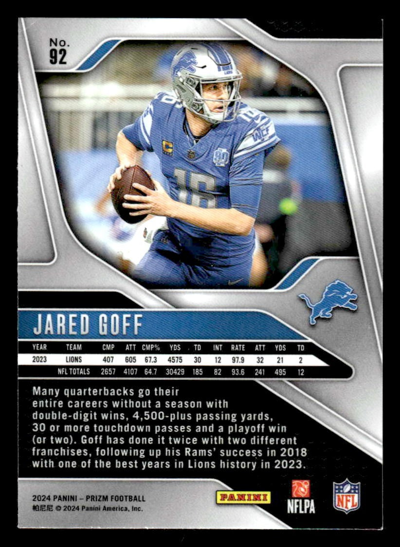 2024 Panini Prizm #92 Jared Goff