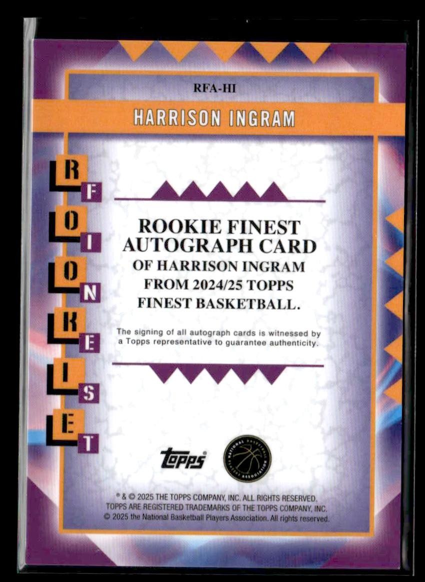 2024-25 Finest #RFA-HI Harrison Ingram Rookie Finest Autos Gold Geom Refr #/50