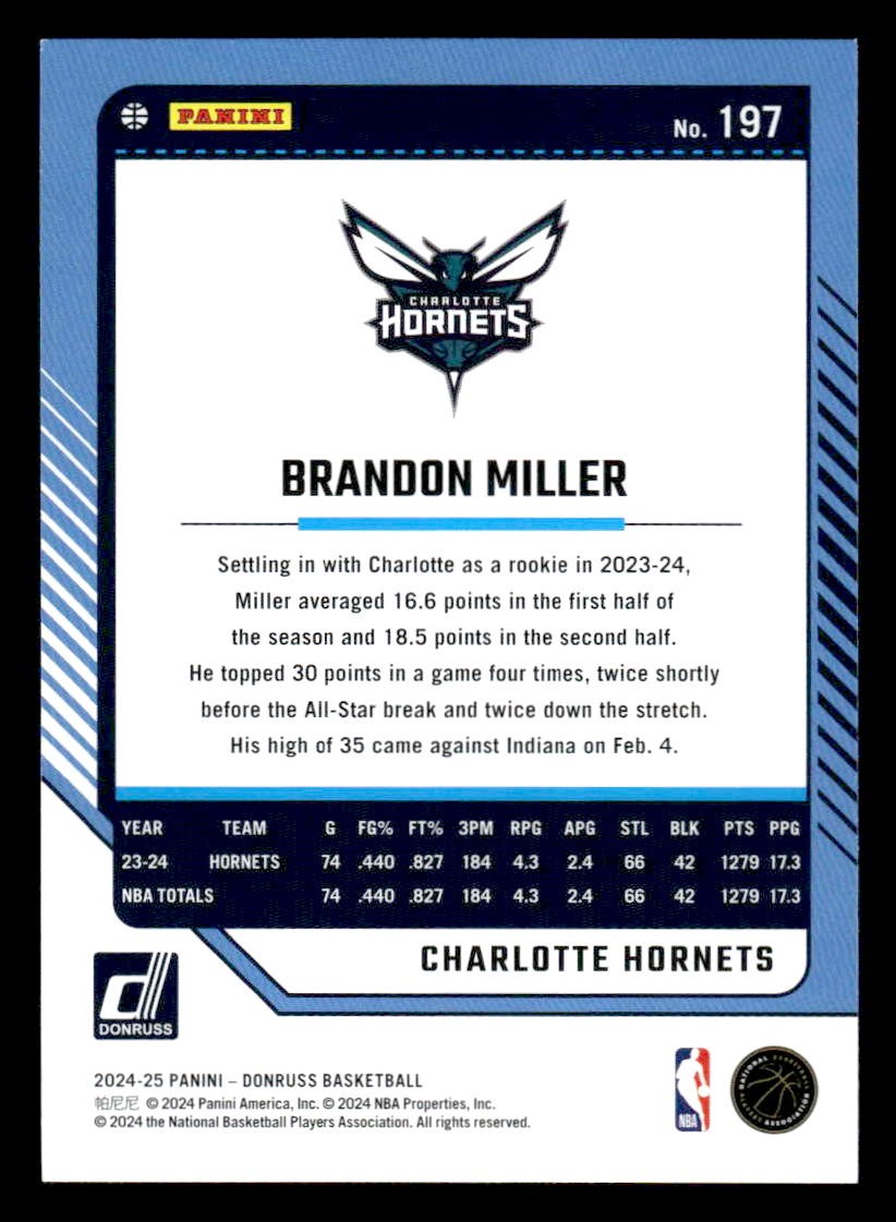 2024-25 Donruss #197 Brandon Miller