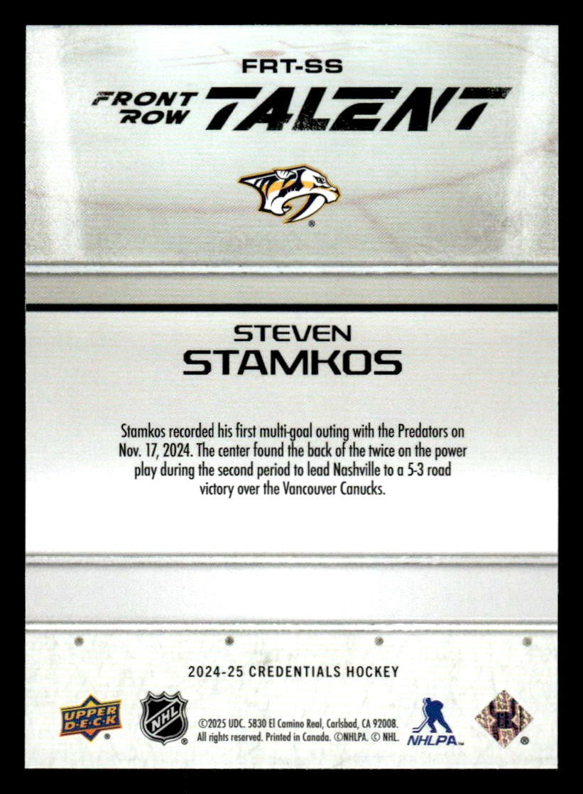 2024-25 Upper Deck Credentials #FRT-SS Steven Stamkos Front Row Talent