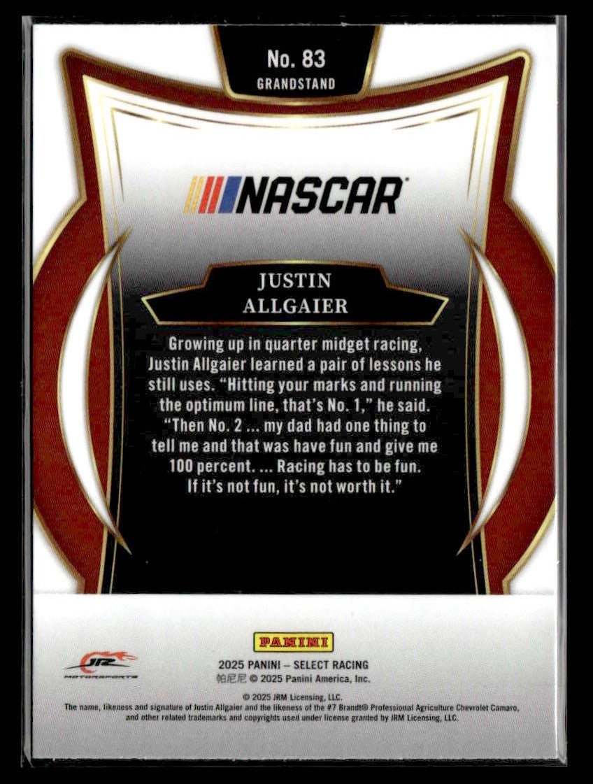 2025 Panini Select #83 Justin Allgaier
