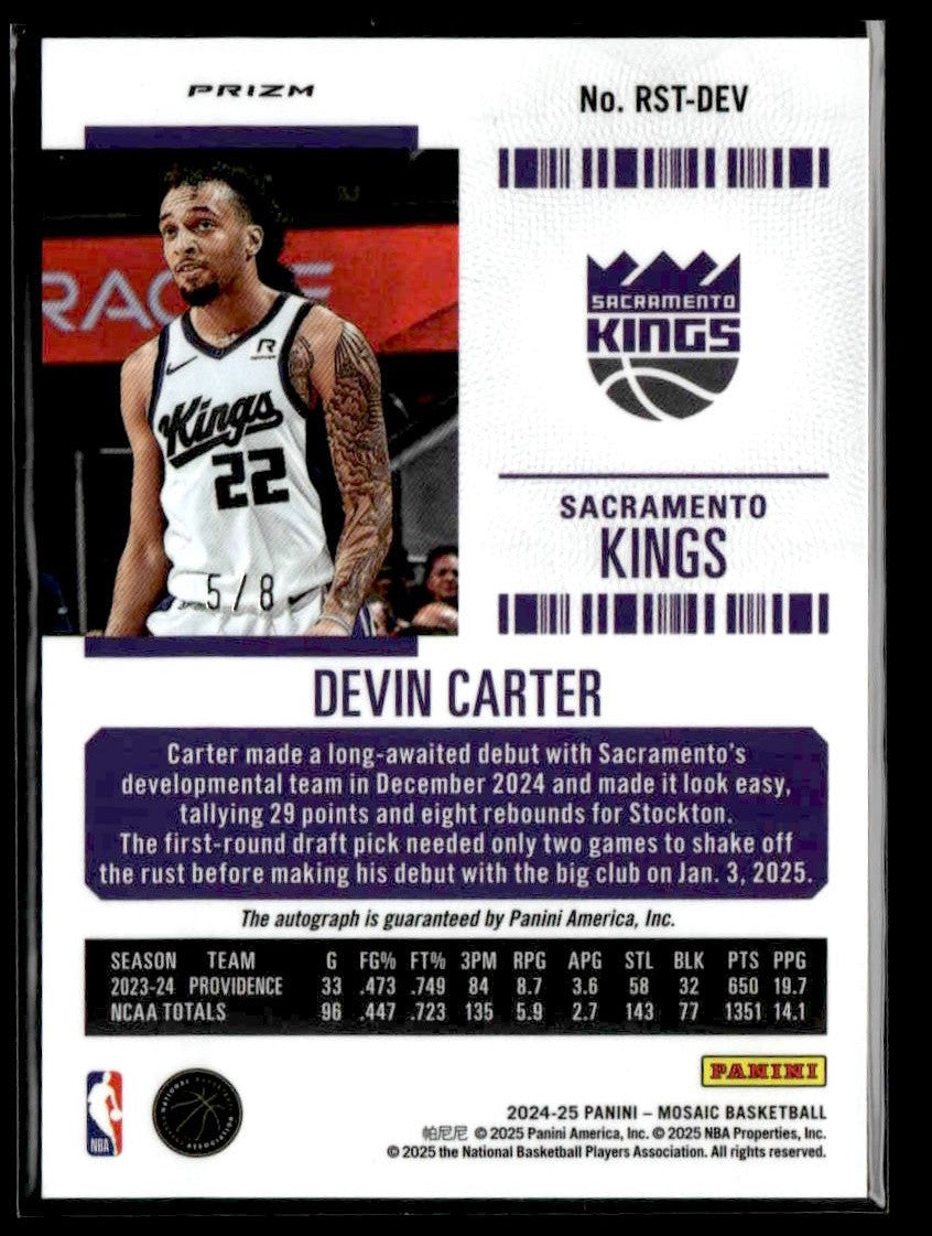 2024-25 Mosaic #RST-DEV Devin Carter Rookie Season Ticket Choice Black Gold #/8