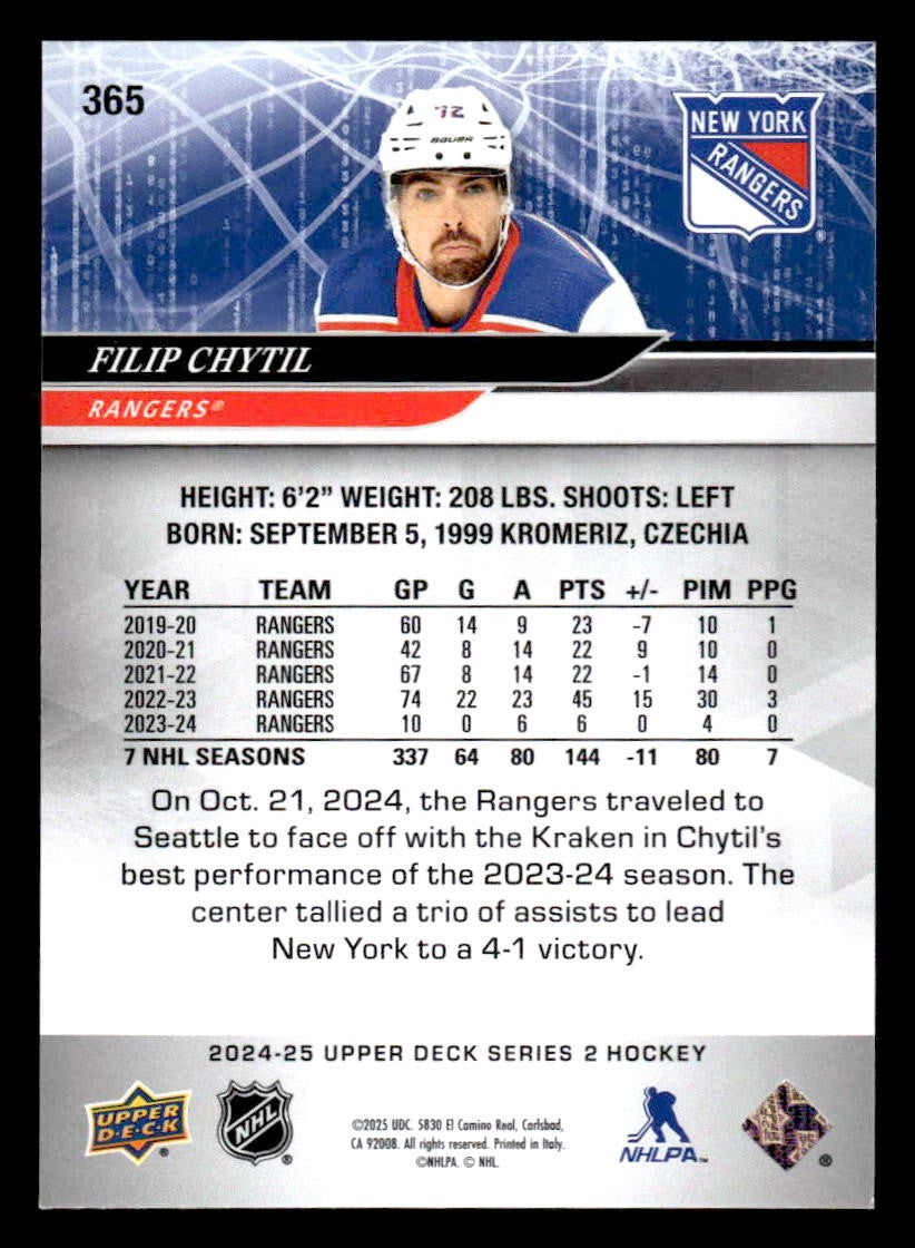 2024-25 Upper Deck #365 Filip Chytil