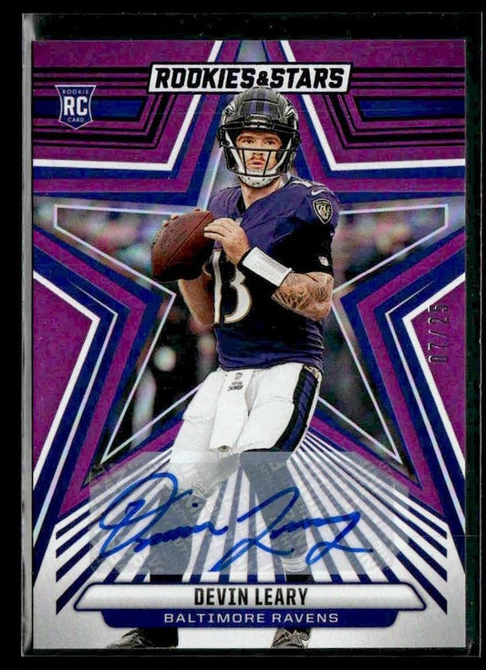 2024 Panini Rookies & Stars #127 Devin Leary Signatures Purple #/25