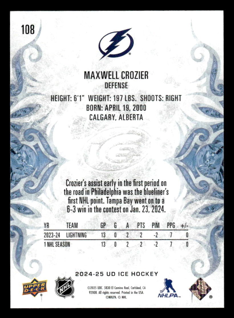 2024-25 Upper Deck Ice #108 Maxwell Crozier