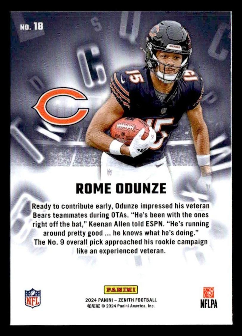 2024 Panini Zenith #18 Rome Odunze A to Z